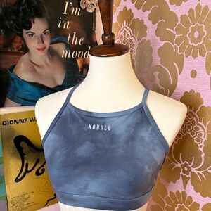 NOBULL Women's blue tie dye Sports Bra size medium high neck